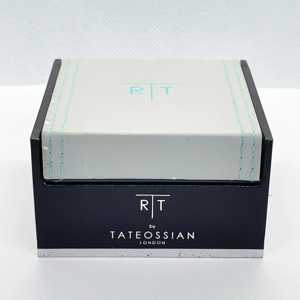 R|T by Robert Tateossian London Swarovski Blue Crystal Cufflinks Rhodium w Box